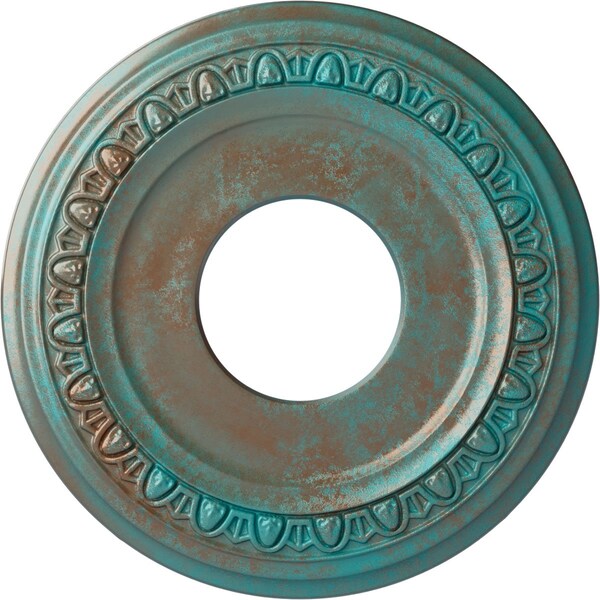 Ekena Millwork Jackson Ceiling Medallion (Canopies up to 7 3/8"), 12 1/4"OD x 4"ID x 1 1/8"P, Copper Green Patina CM12JACGS - main